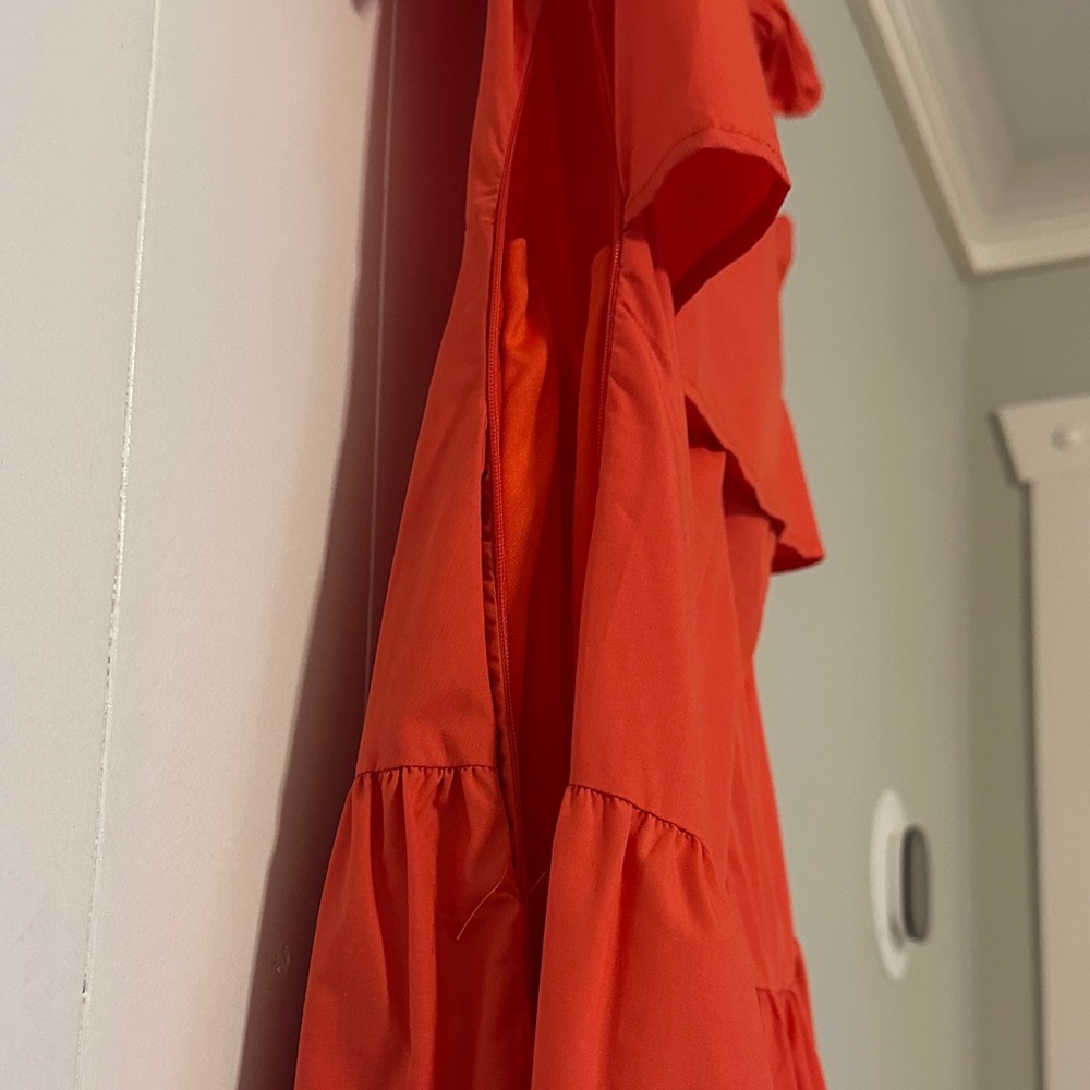 Red Ruffled Sleeve Dress - Picture 5 of 5